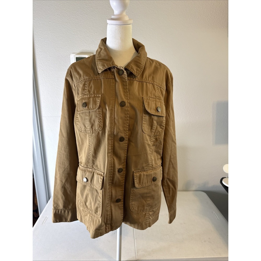 Tommy Hilfiger Jacket Women's Medium Brown Button Up Casual Coat Size L